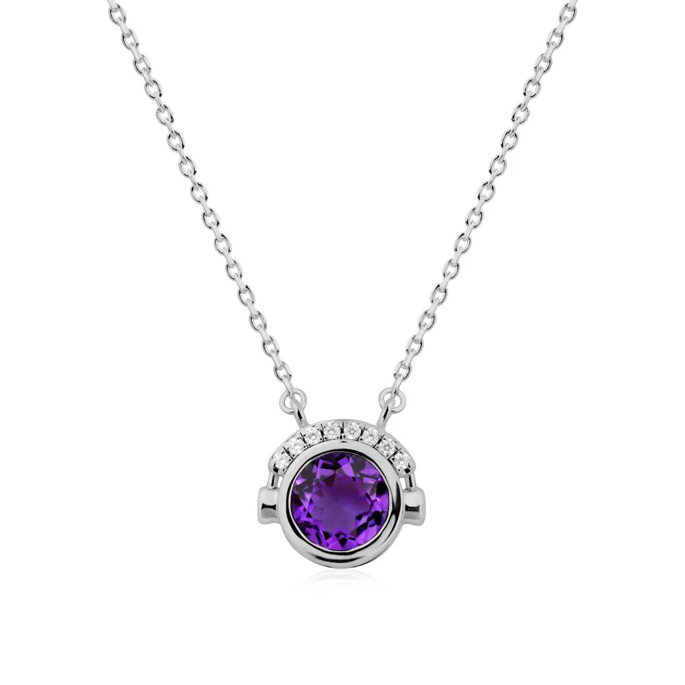 Headphones Inspired Bezel Amethyst Necklace - Image 9