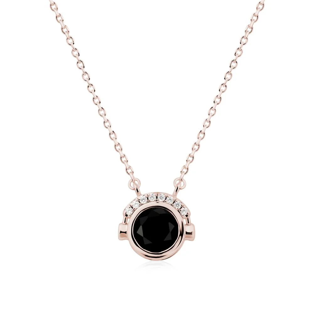 Headphones Inspired Bezel Black Spinel Necklace - Image 2