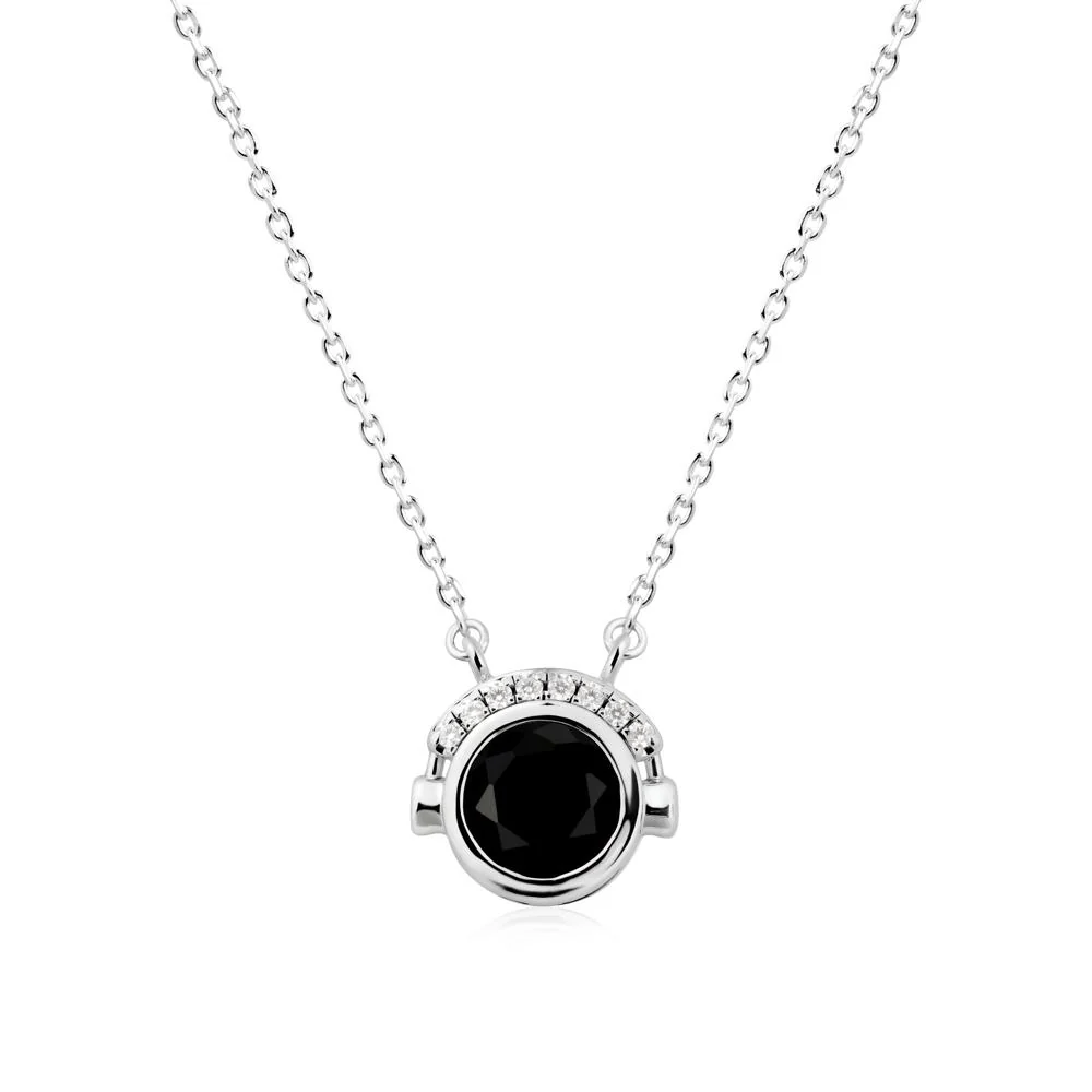 Headphones Inspired Bezel Black Spinel Necklace - Image 3