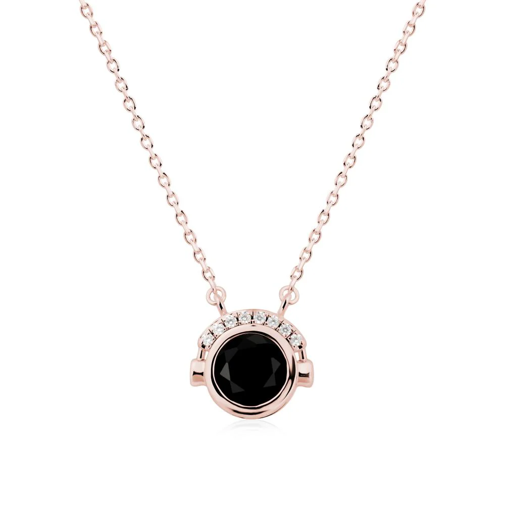 Headphones Inspired Bezel Black Spinel Necklace - Image 5