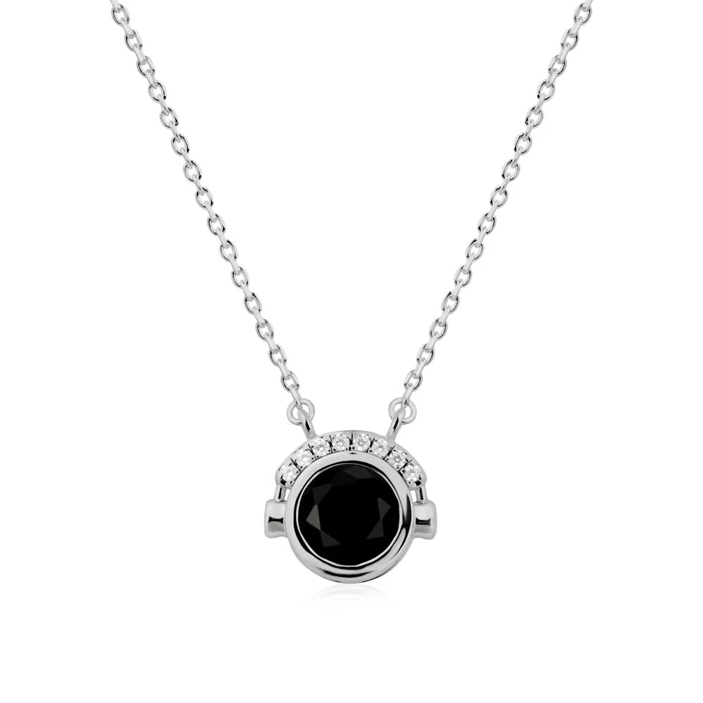 Headphones Inspired Bezel Black Spinel Necklace - Image 9
