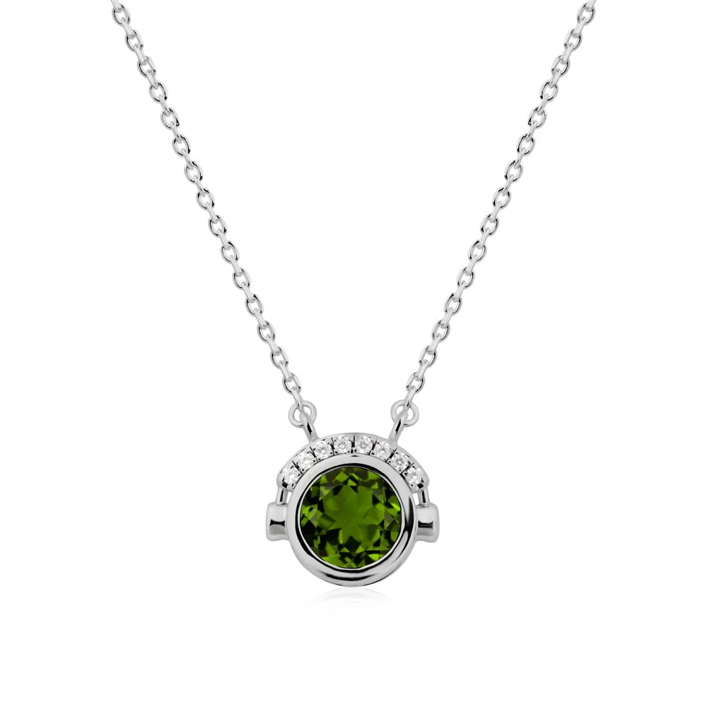 Headphones Inspired Bezel Diopside Necklace