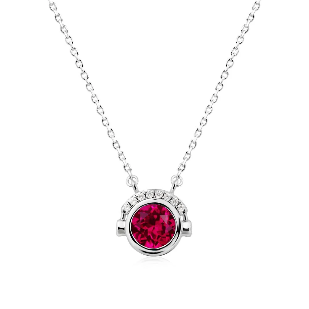 Headphones Inspired Bezel Ruby Necklace - Image 5