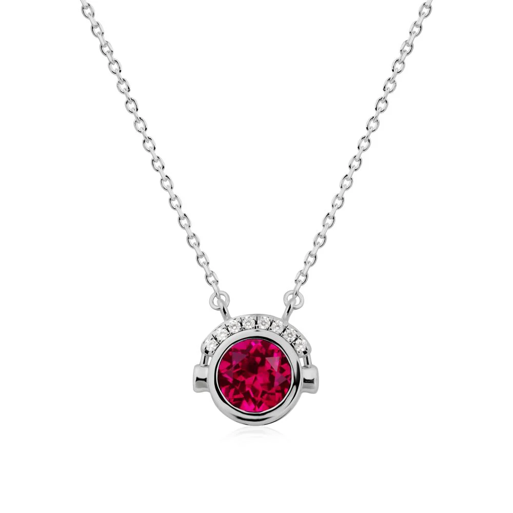Headphones Inspired Bezel Ruby Necklace - Image 8