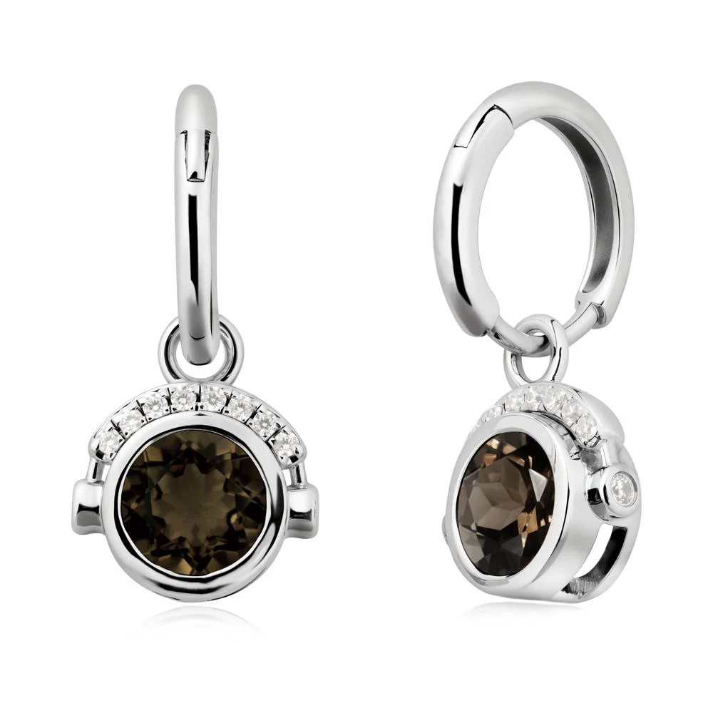 Headphones-Inspired Playful Smoky Quartz Earrings - Image 3