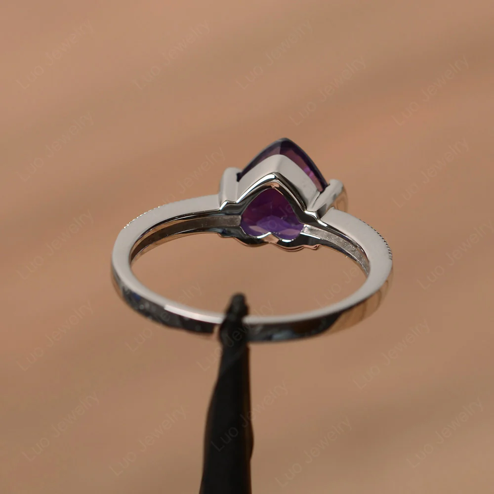 Amethyst Half Bezel Set Engagement Ring - Image 3