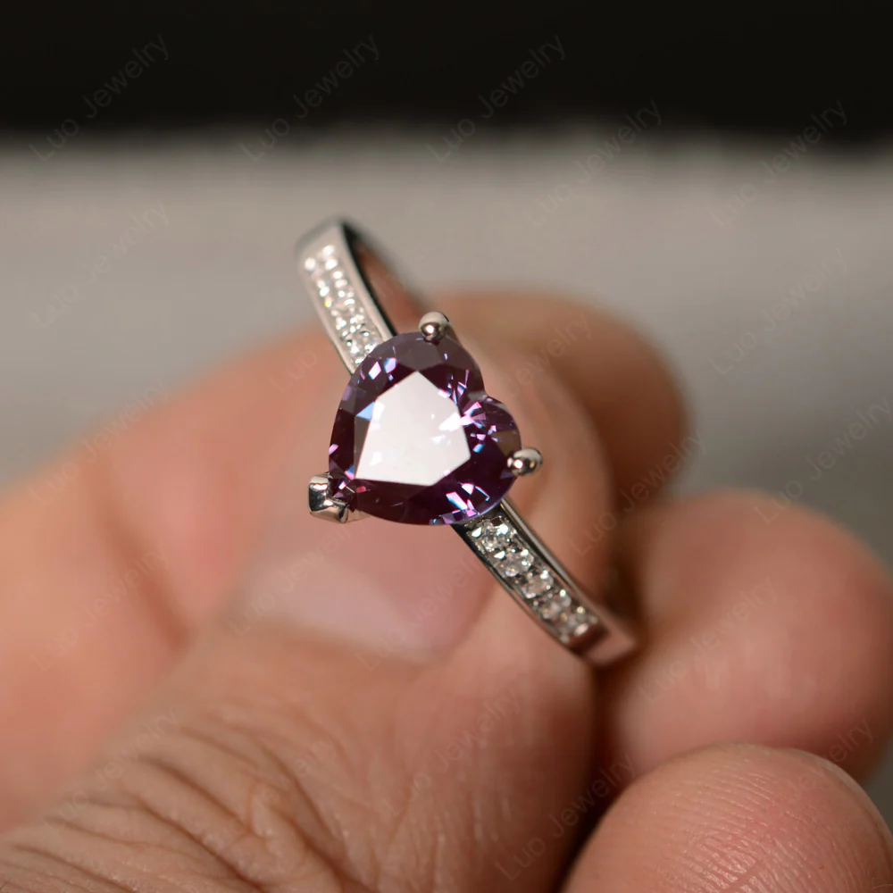 Hear Cut Alexandrite Engagement Ring