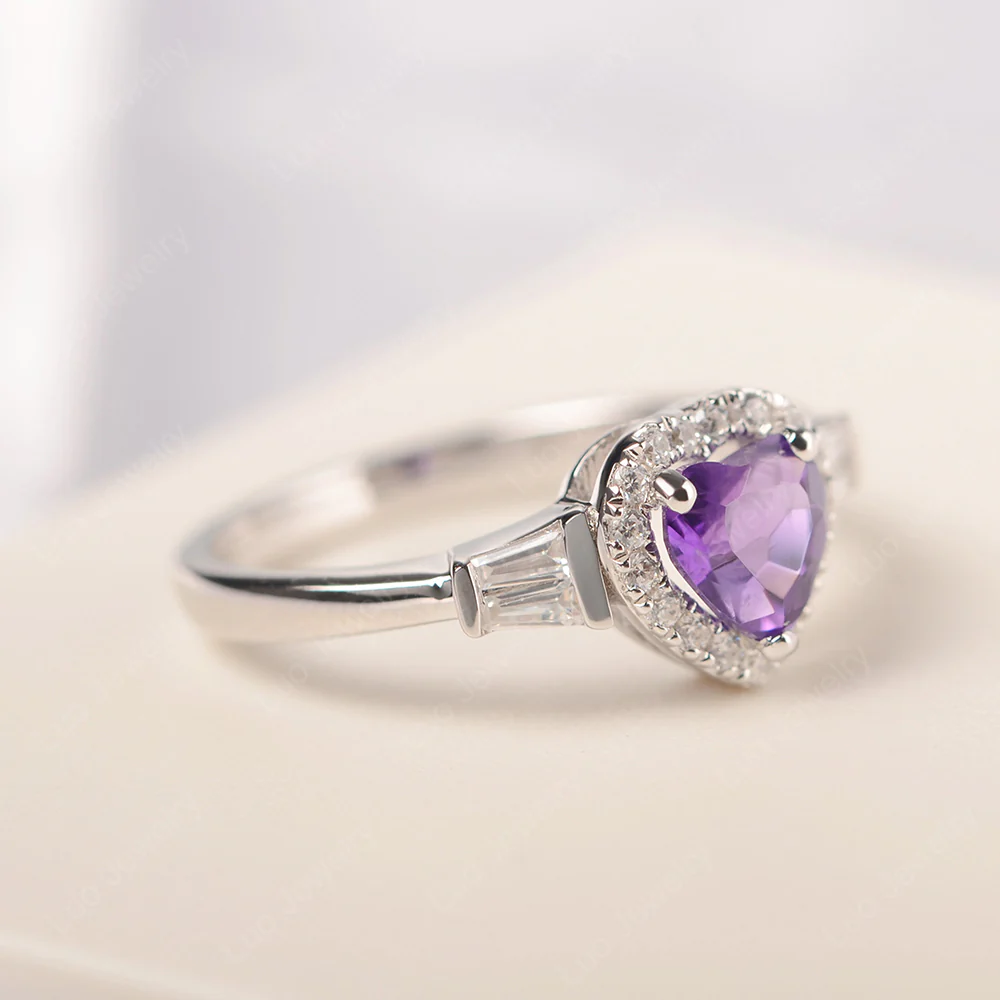 Amethyst Heart Halo Ring - Image 2