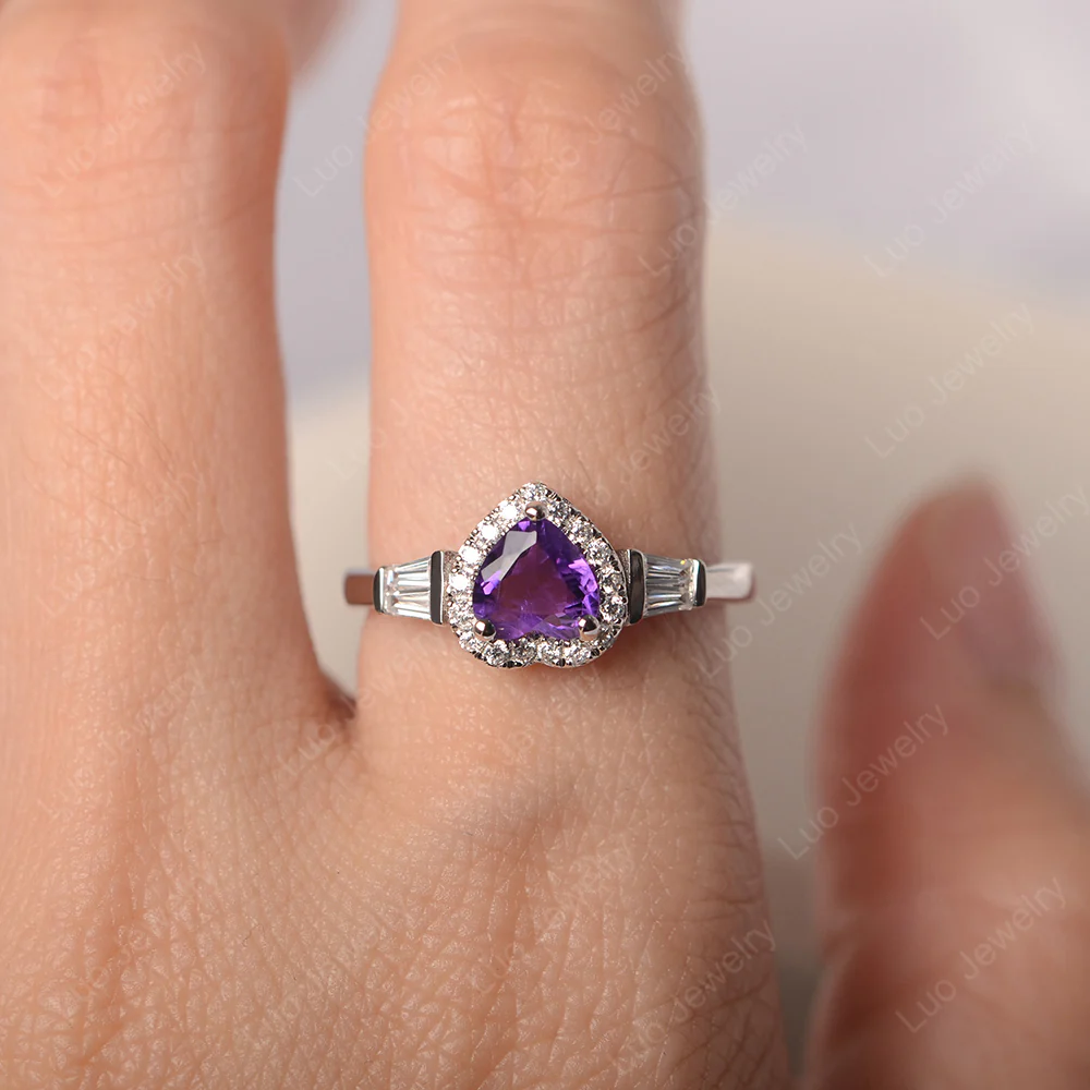 Amethyst Heart Halo Ring - Image 5