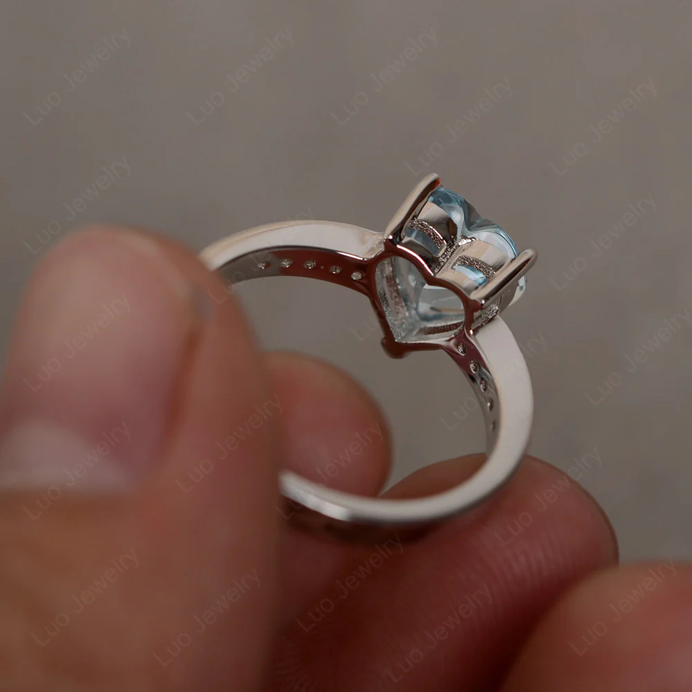 Hear Cut Aquamarine Engagement Ring - Image 2