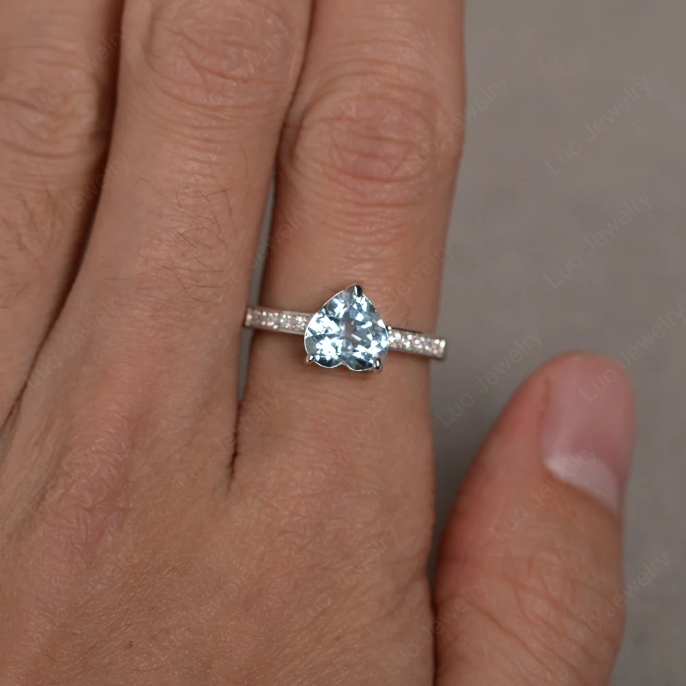 Hear Cut Aquamarine Engagement Ring - Image 4