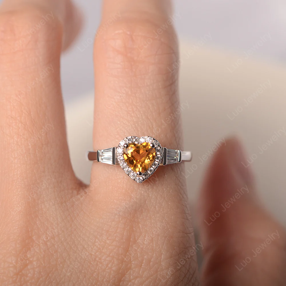 Citrine Heart Halo Ring - Image 5