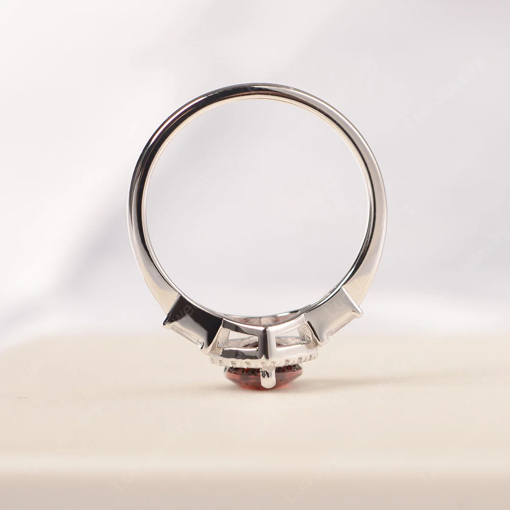 Garnet Heart Halo Ring - Image 4