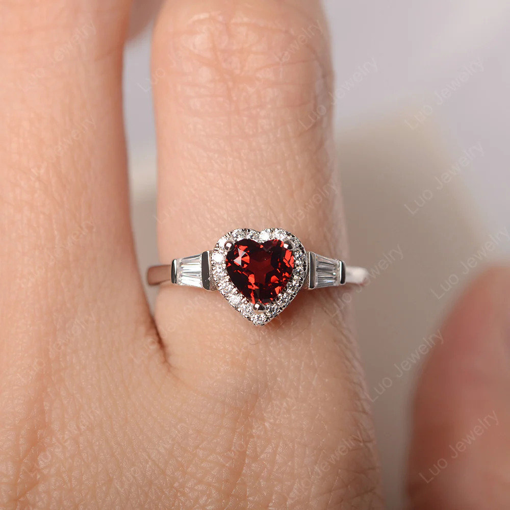 Garnet Heart Halo Ring - Image 5