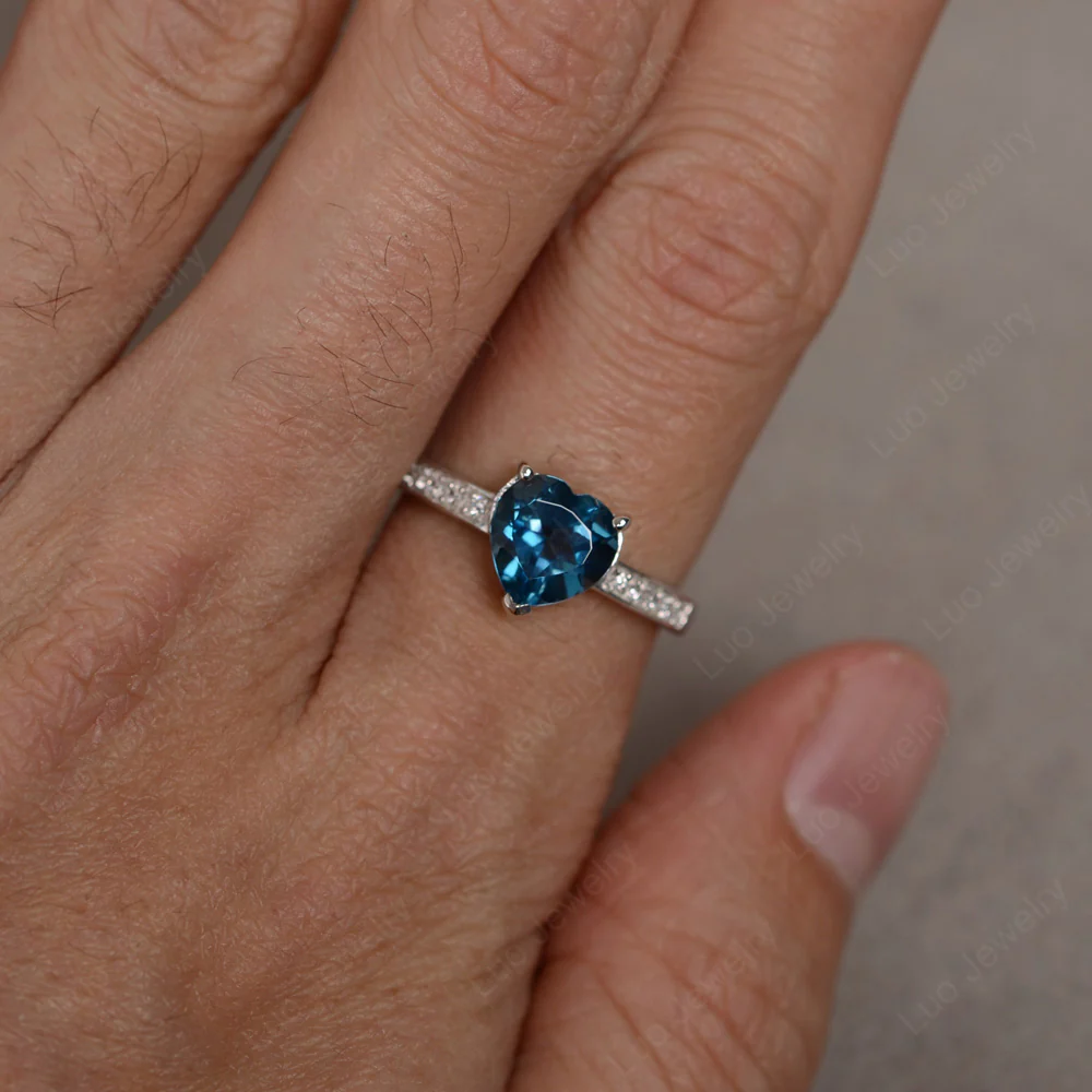 Hear Cut London Blue Topaz Engagement Ring - Image 4
