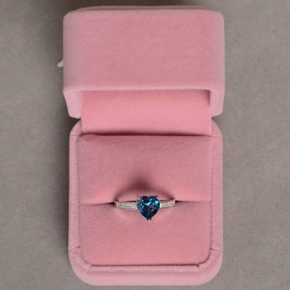 Hear Cut London Blue Topaz Engagement Ring - Image 5