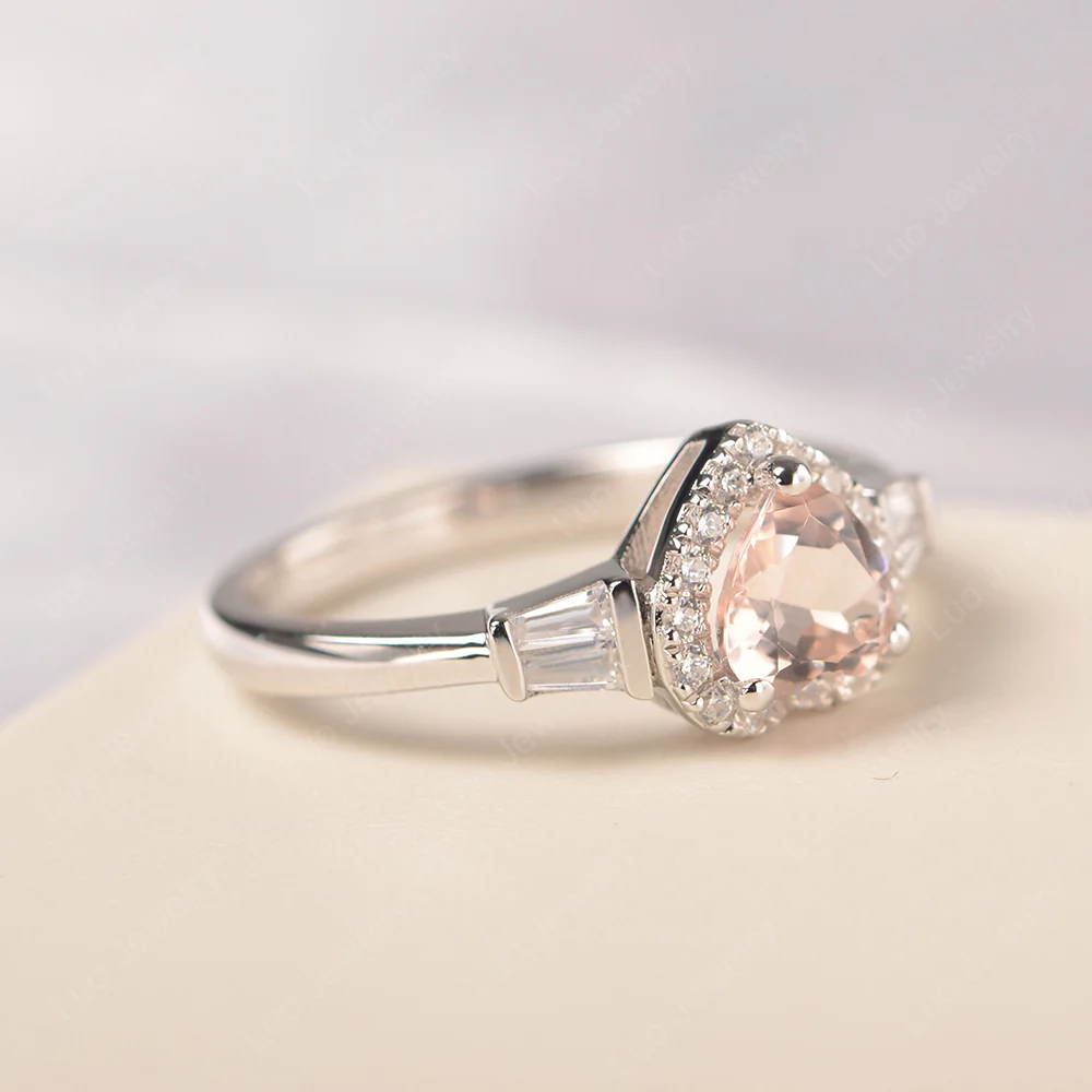 Hear Cut Morganite Ring with Baguette - Image 2