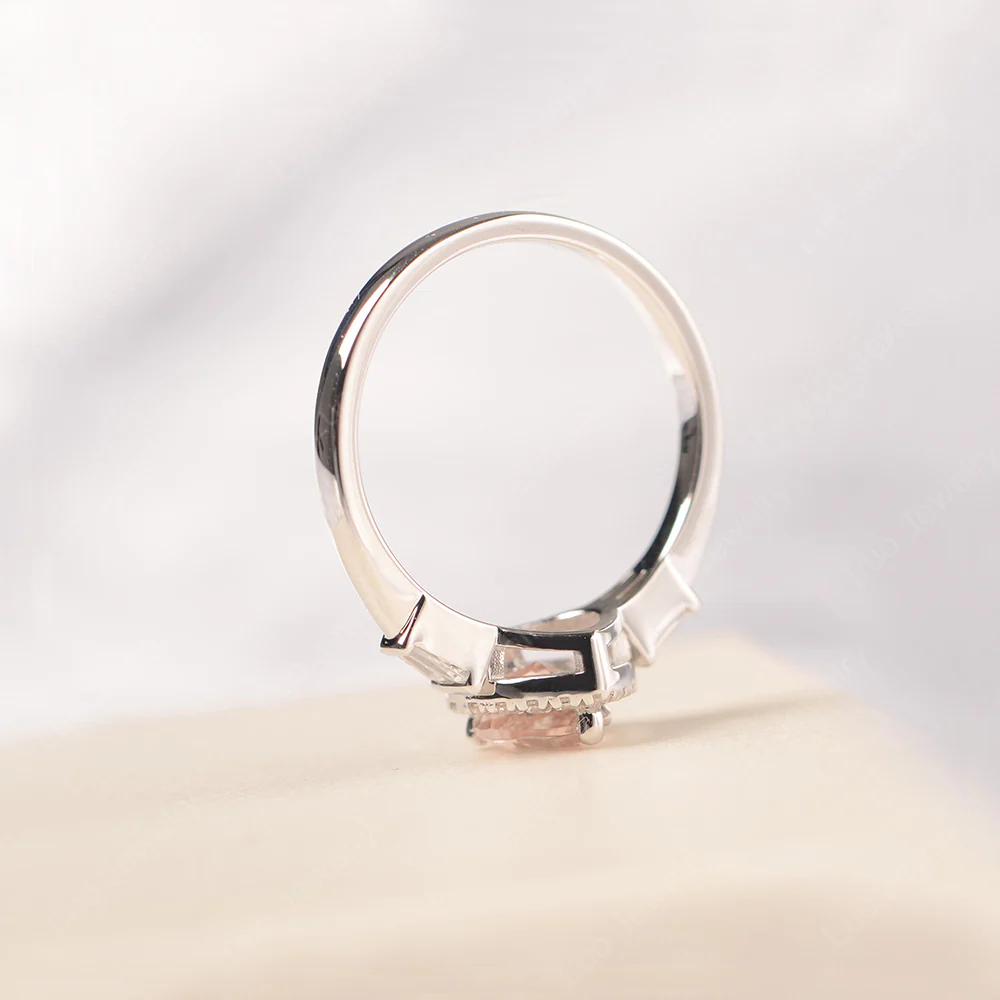 Hear Cut Morganite Ring with Baguette - Image 4