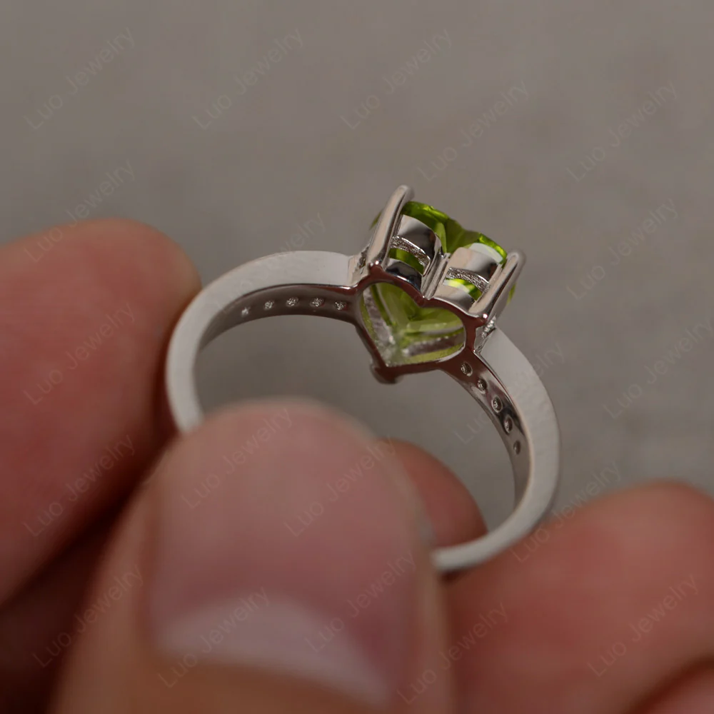 Hear Cut Peridot Engagement Ring - Image 2