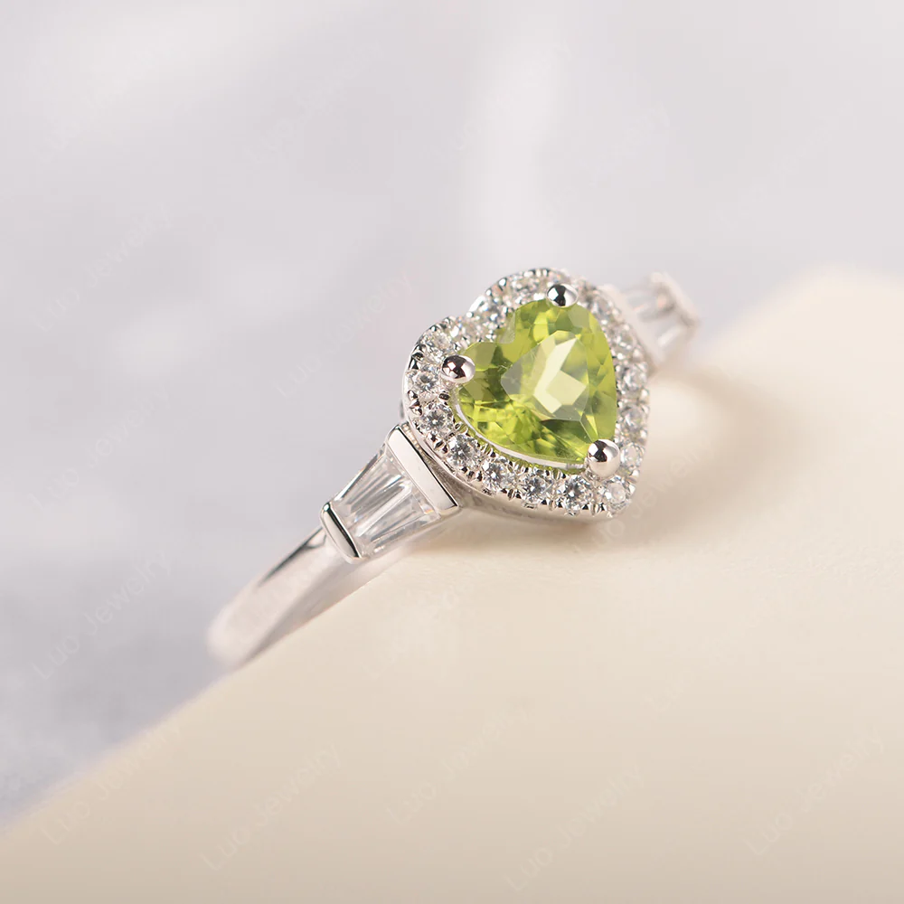 Peridot Heart Halo Ring - Image 2