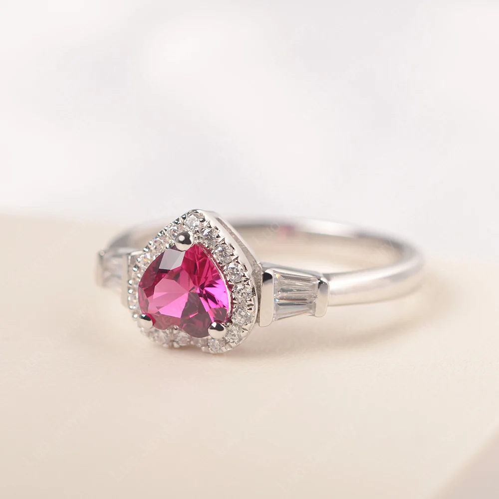 Ruby Heart Halo Ring - Image 3