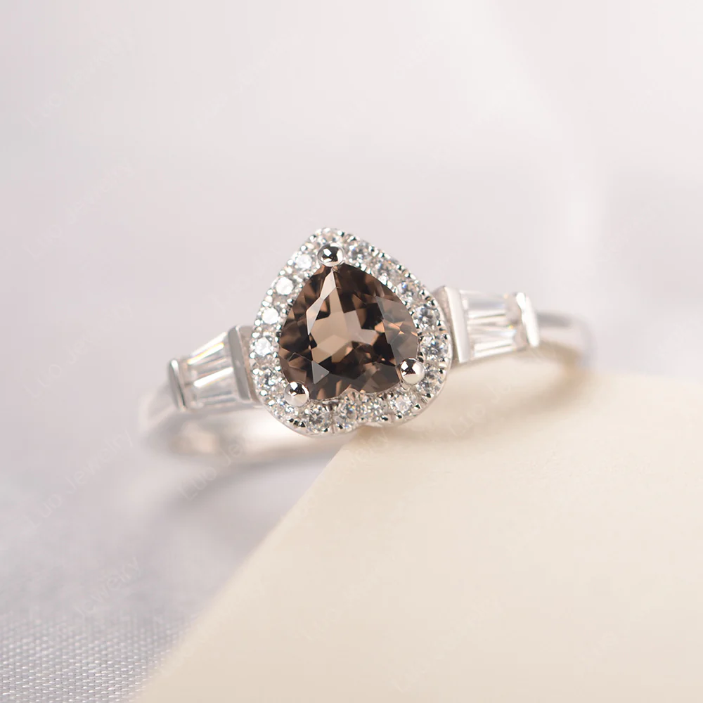 Smoky Quartz Heart Halo Ring - Image 2