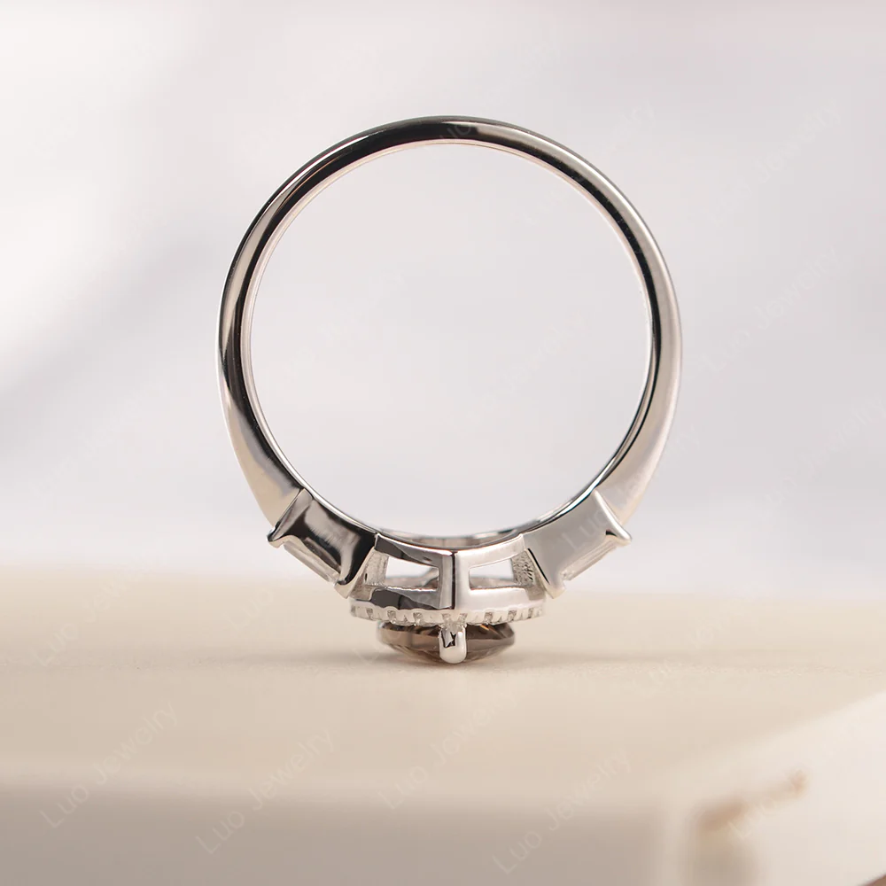 Smoky Quartz Heart Halo Ring - Image 4