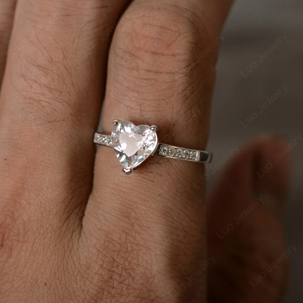 Hear Cut White Topaz Engagement Ring - Image 3