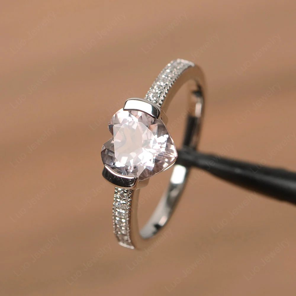 Morganite Half Bezel Set Engagement Ring - Image 2