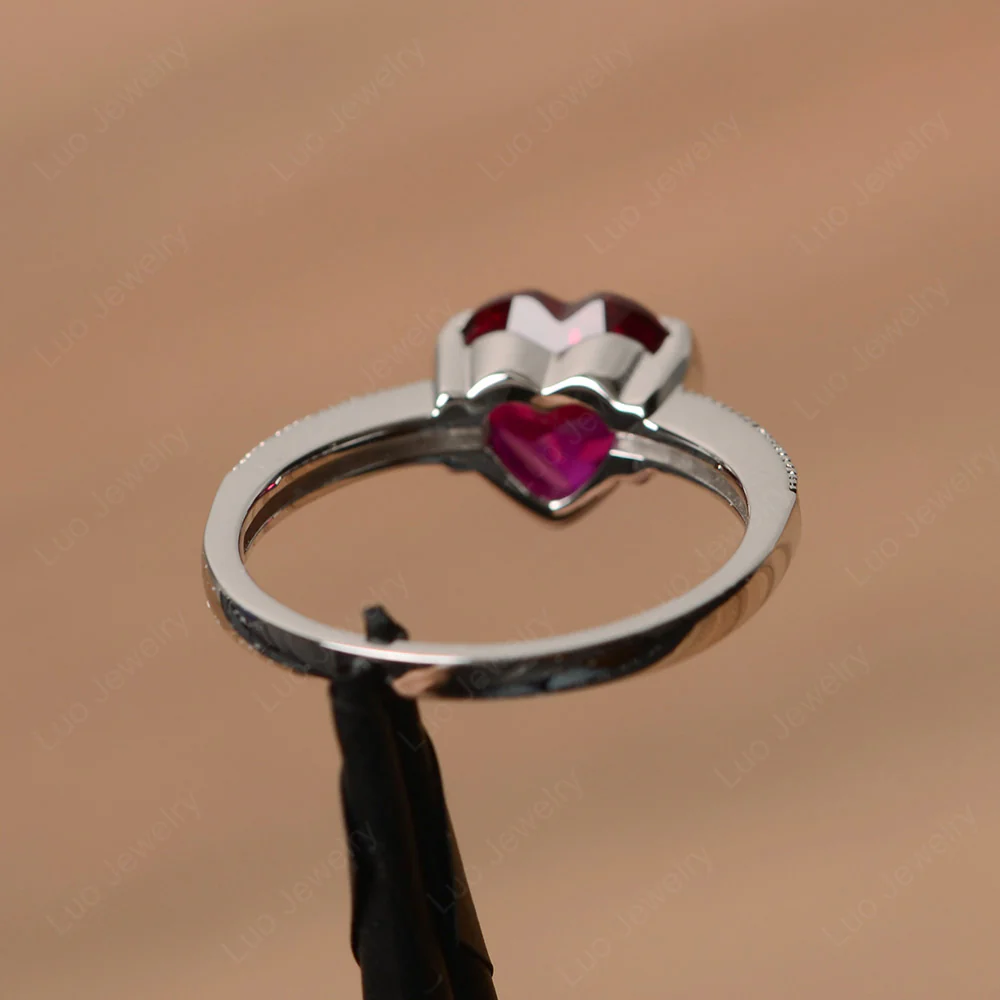 Ruby Half Bezel Set Engagement Ring - Image 2