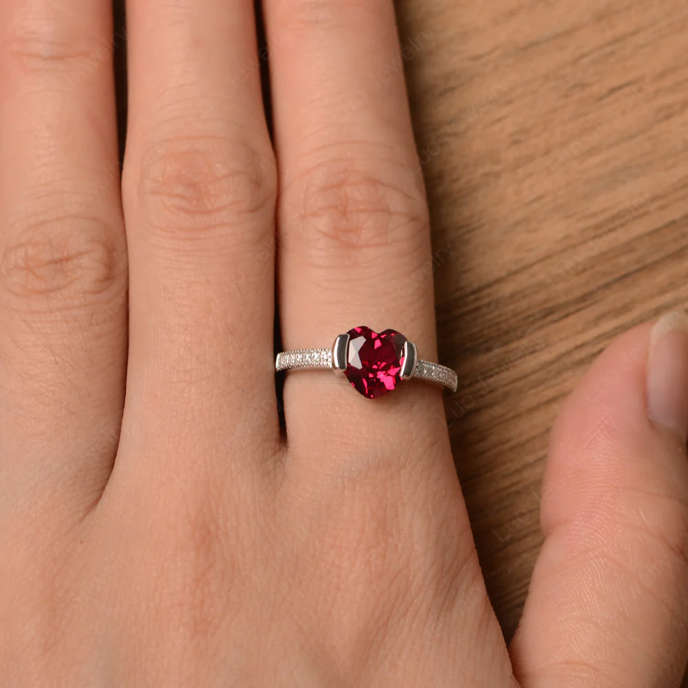 Ruby Half Bezel Set Engagement Ring - Image 3