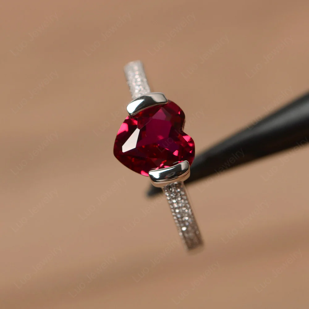 Ruby Half Bezel Set Engagement Ring - Image 4