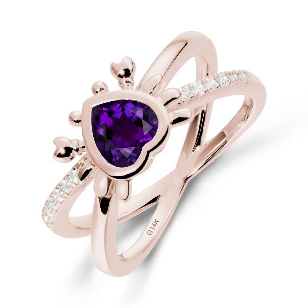 Hear Shaped Crab Amethyst Ring
