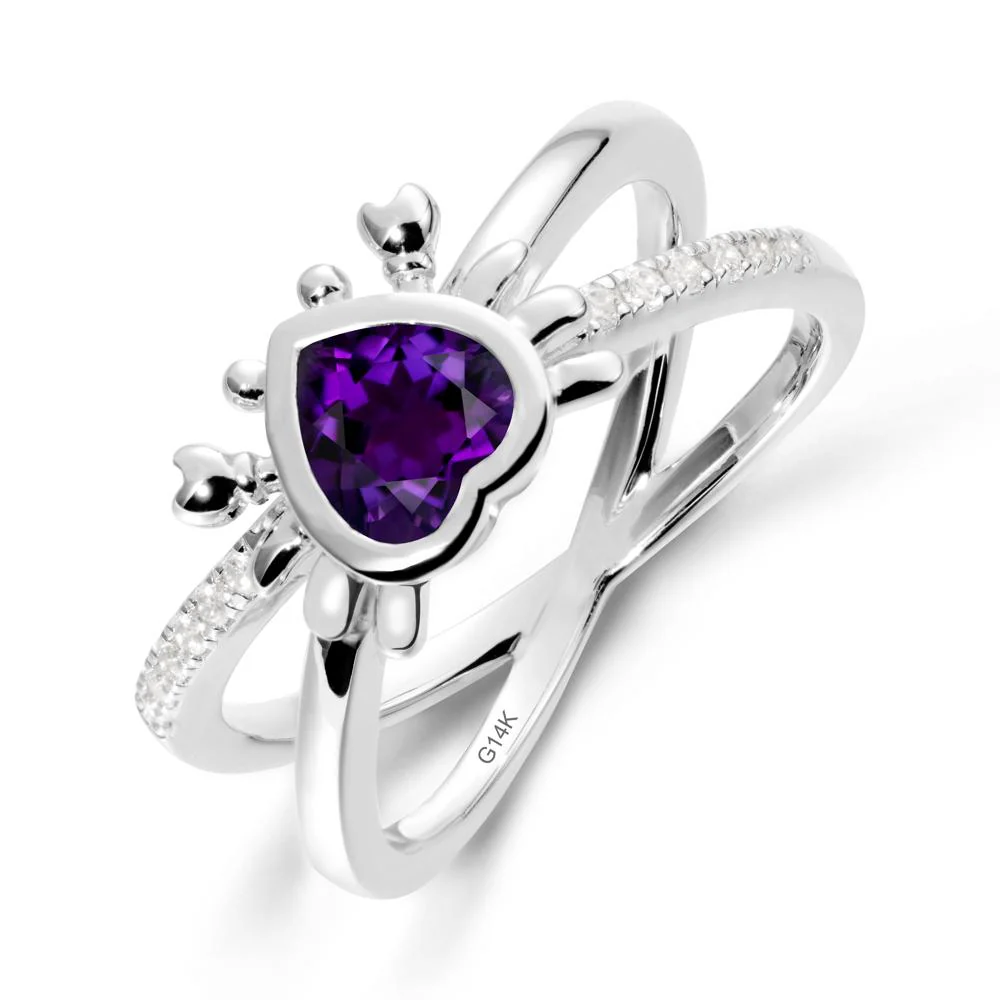 Hear Shaped Crab Amethyst Ring - Image 2
