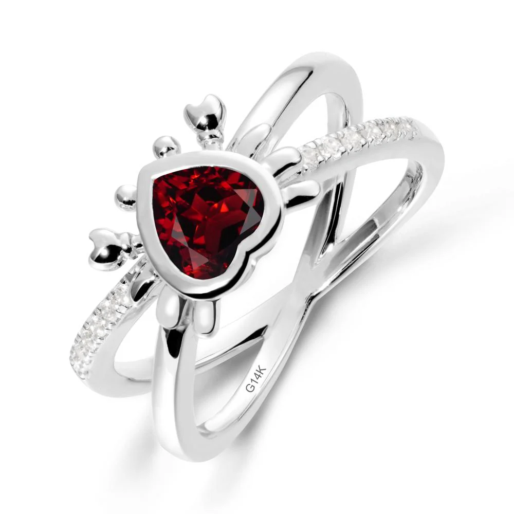 Hear Shaped Crab Garnet Ring - Image 3