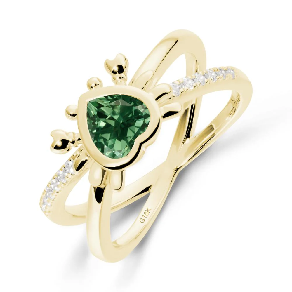 Hear Shaped Crab Green Sapphire Ring - Image 7
