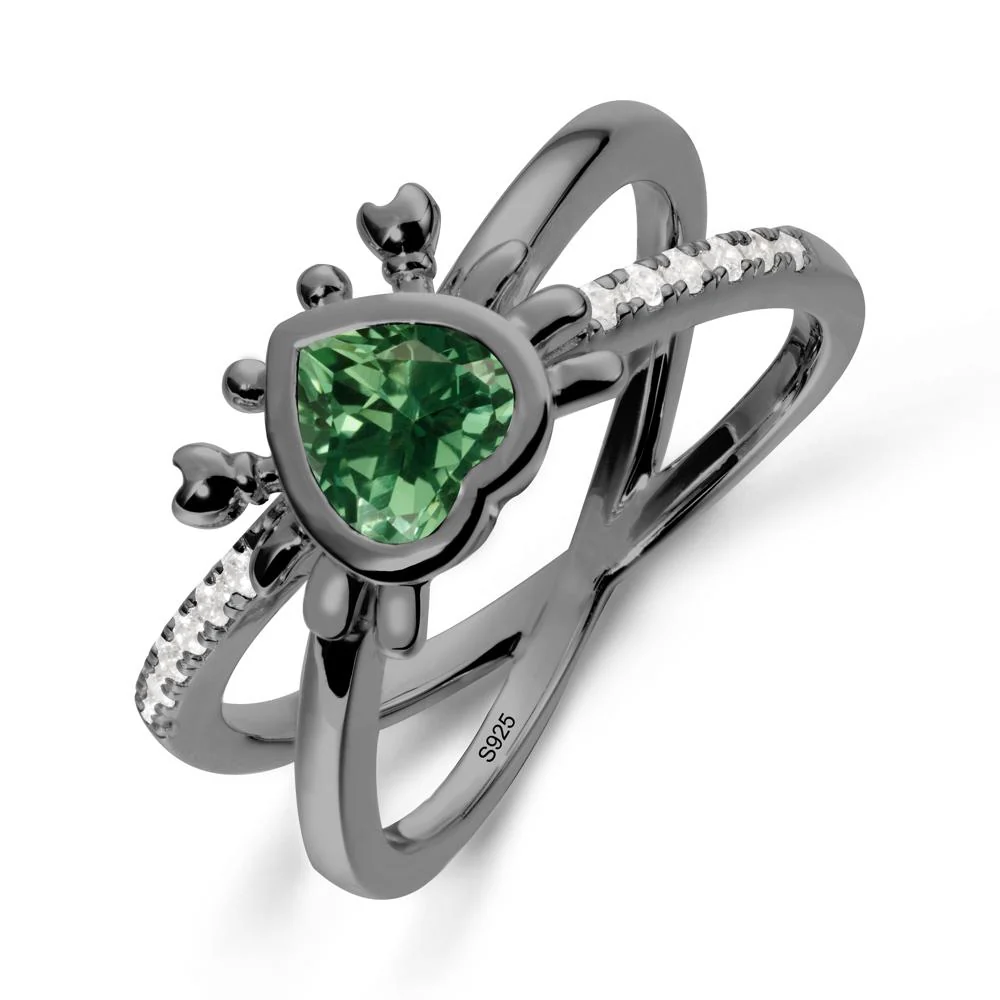 Hear Shaped Crab Green Sapphire Ring - Image 8