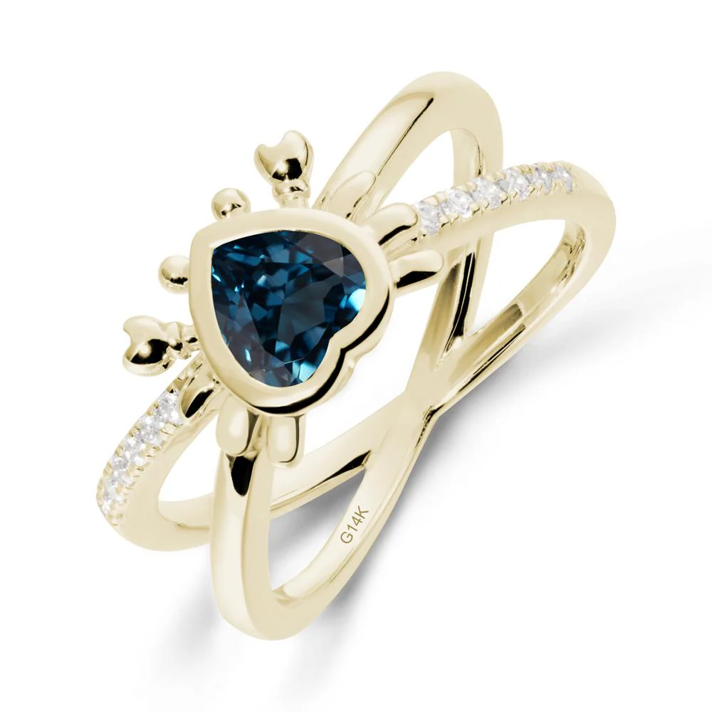 Hear Shaped Crab London Blue Topaz Ring - Image 4