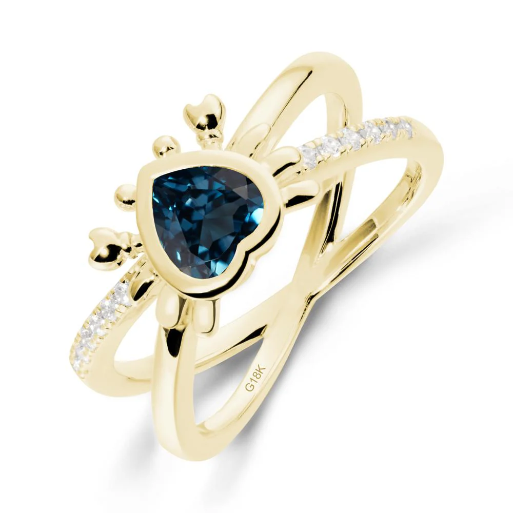 Hear Shaped Crab London Blue Topaz Ring - Image 7