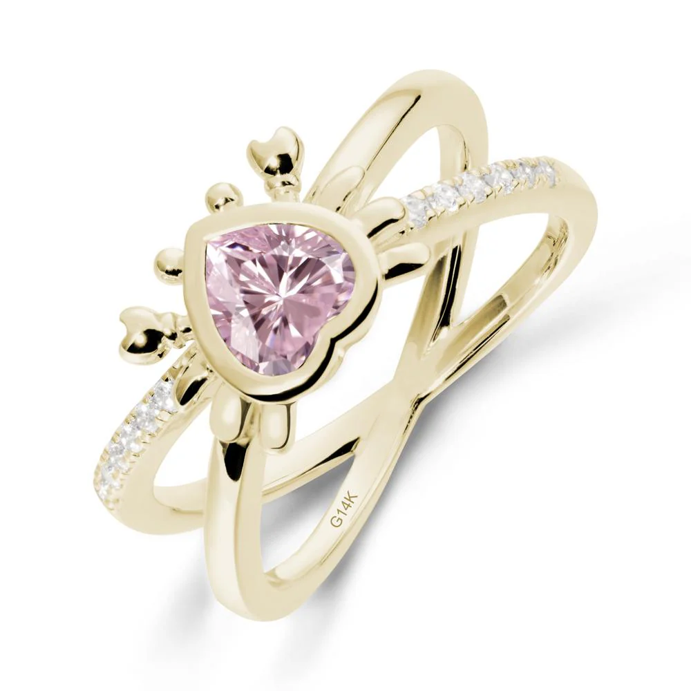 Hear Shaped Crab Pink Cubic Zirconia Ring - Image 3