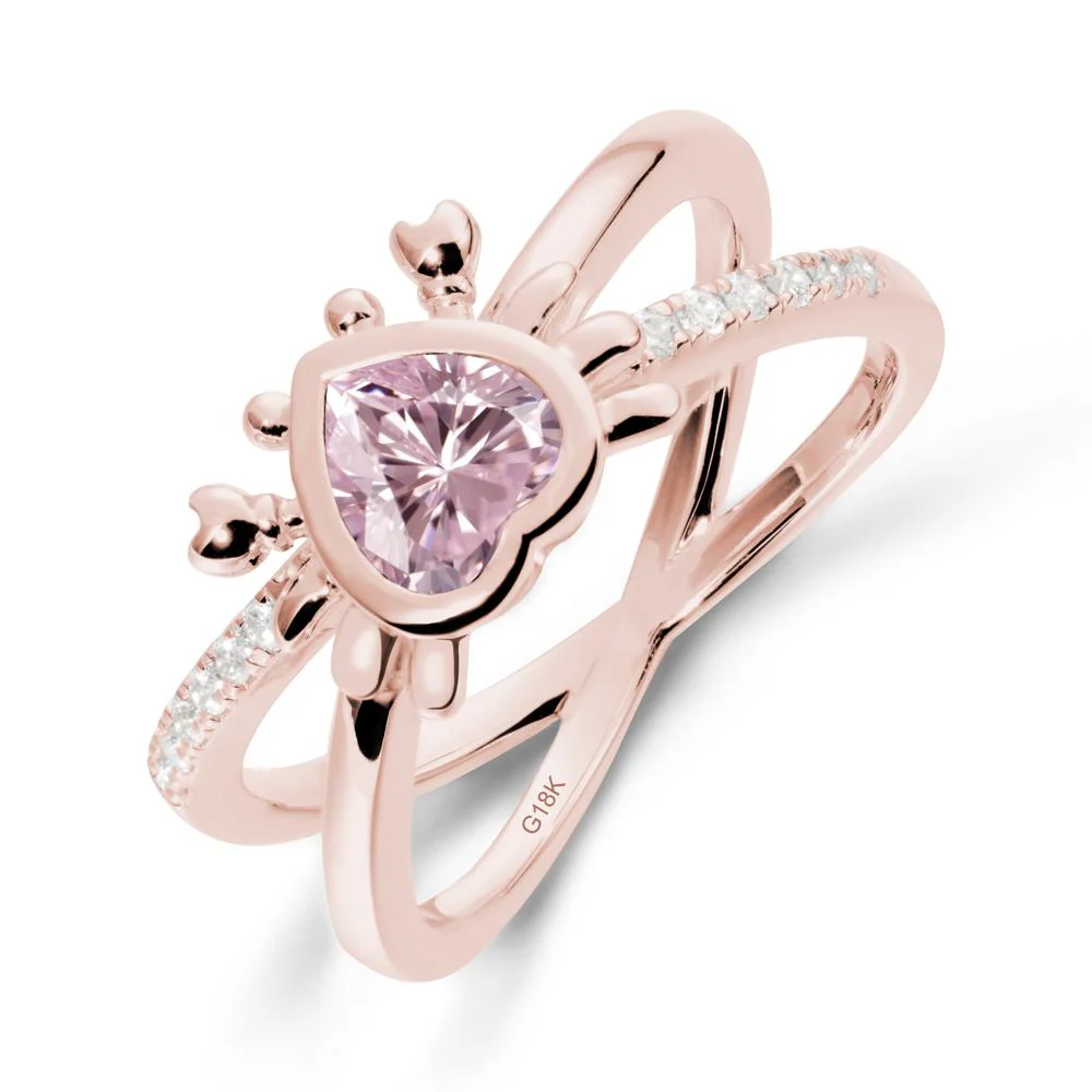 Hear Shaped Crab Pink Cubic Zirconia Ring - Image 4
