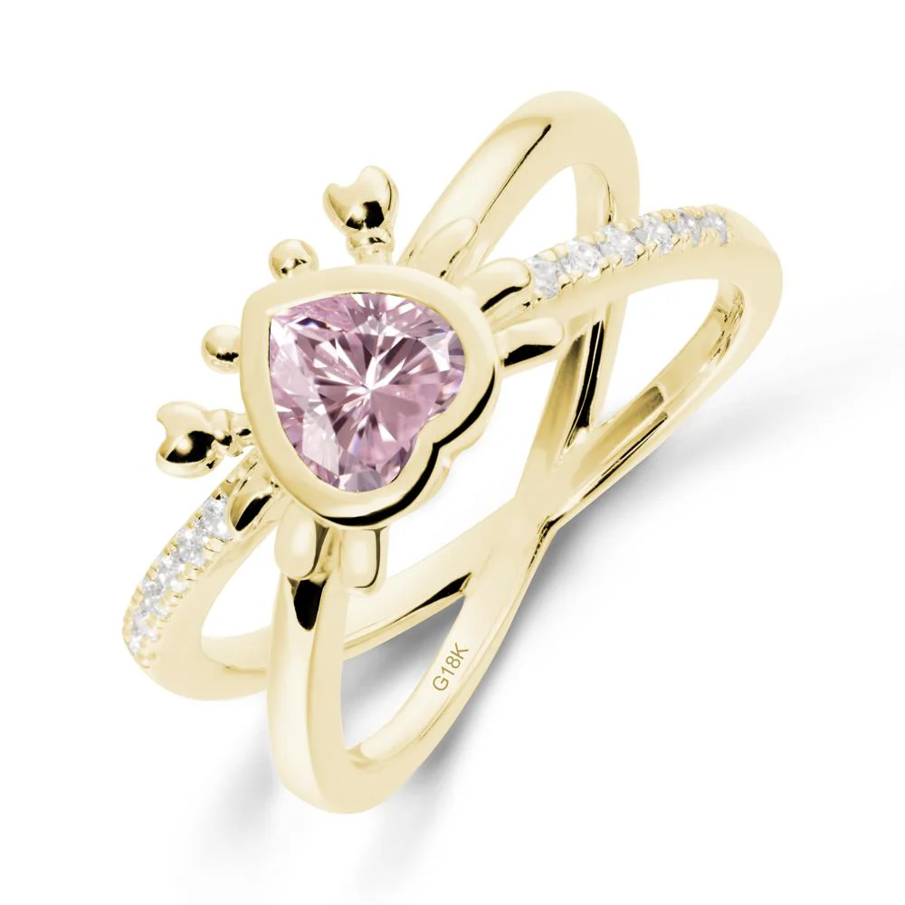 Hear Shaped Crab Pink Cubic Zirconia Ring - Image 6