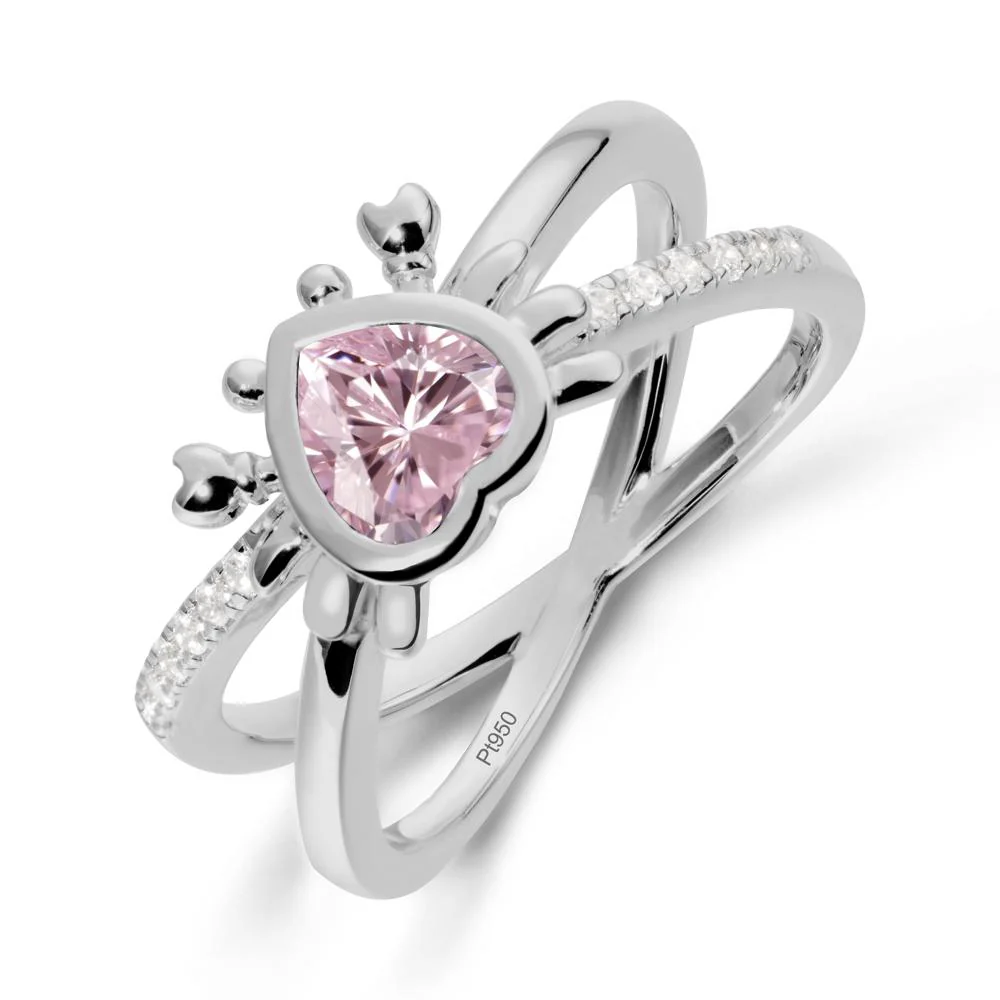 Hear Shaped Crab Pink Cubic Zirconia Ring - Image 8