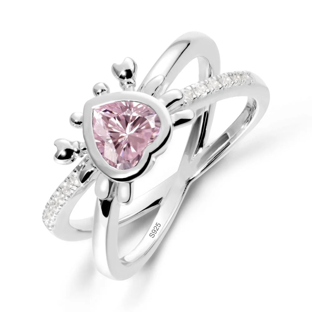Hear Shaped Crab Pink Cubic Zirconia Ring - Image 9