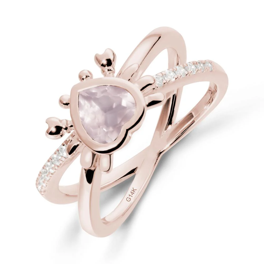 Hear Shaped Crab Rose Quartz Ring - Image 2