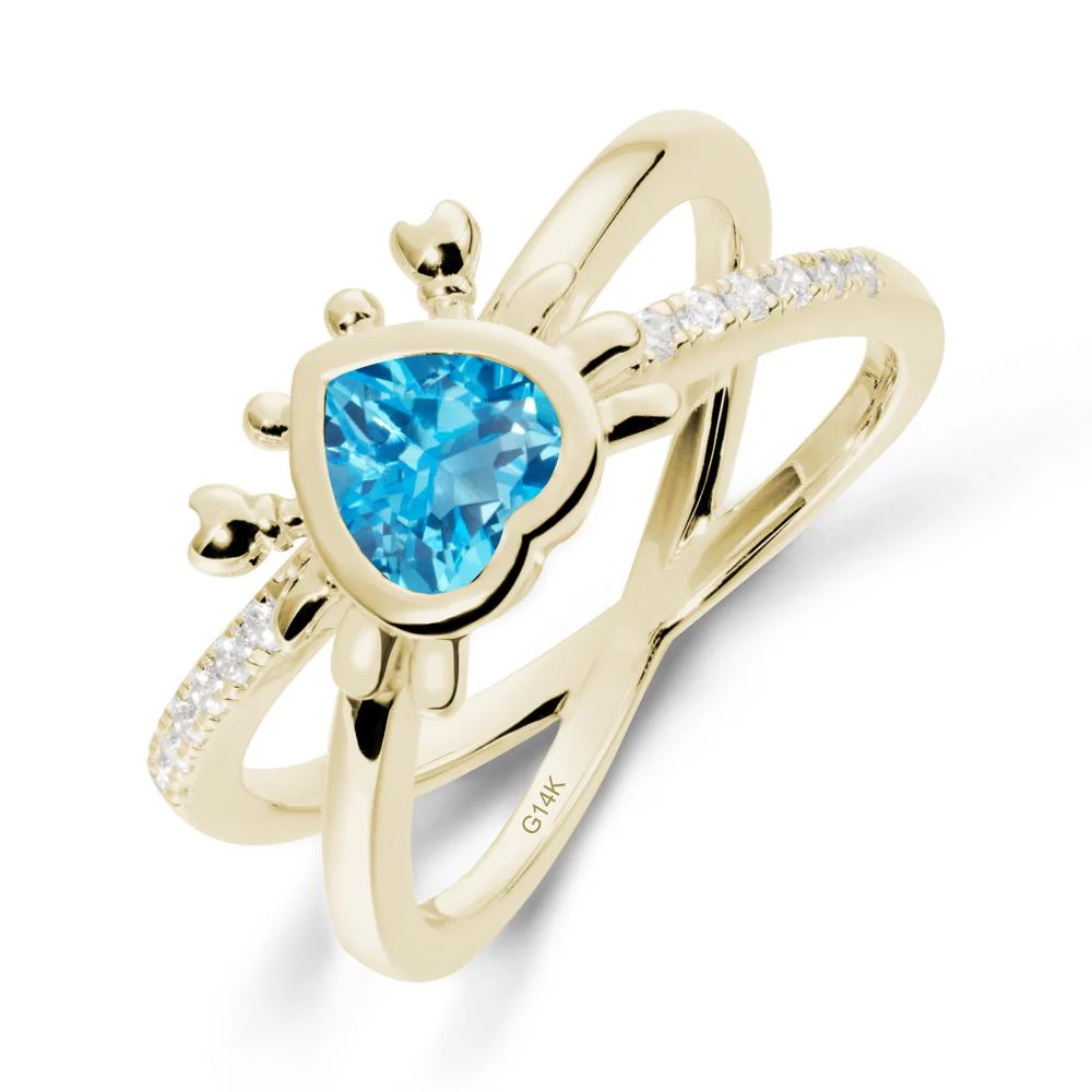 Hear Shaped Crab Swiss Blue Topaz Ring - Image 4