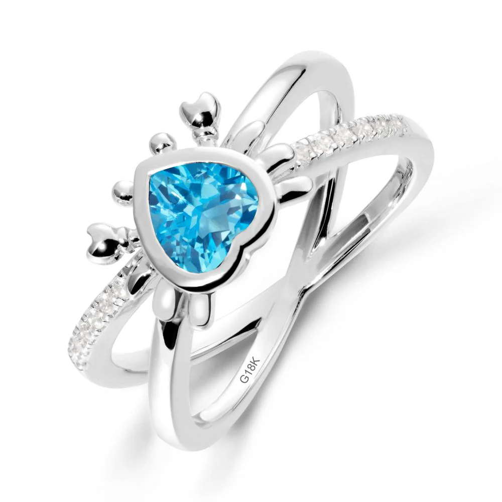 Hear Shaped Crab Swiss Blue Topaz Ring - Image 6