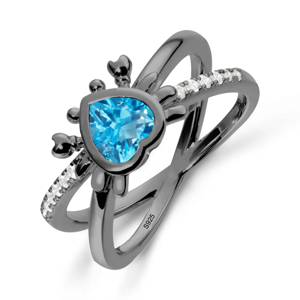 Hear Shaped Crab Swiss Blue Topaz Ring - Image 8