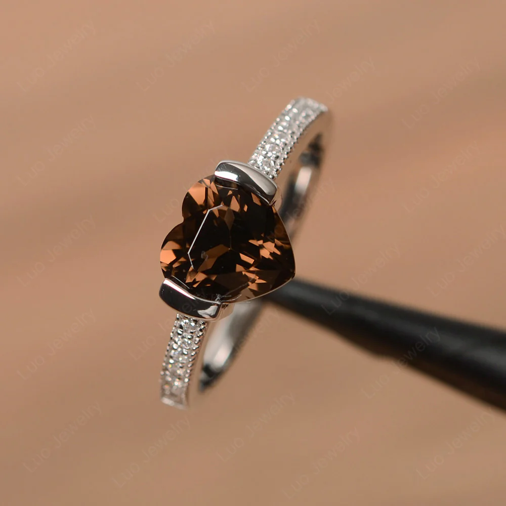 Smoky Quartz Half Bezel Set Engagement Ring - Image 2