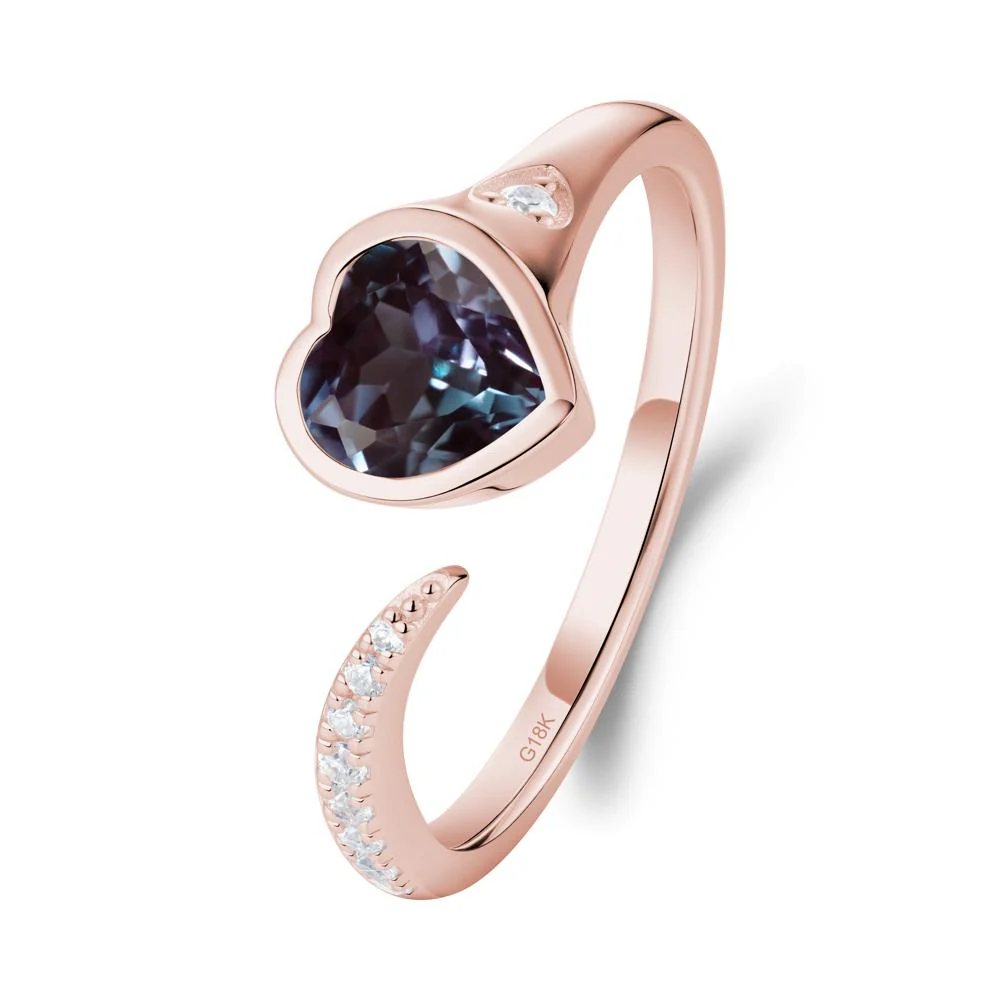 Heart Alexandrite Open Wrap Ring - Image 2